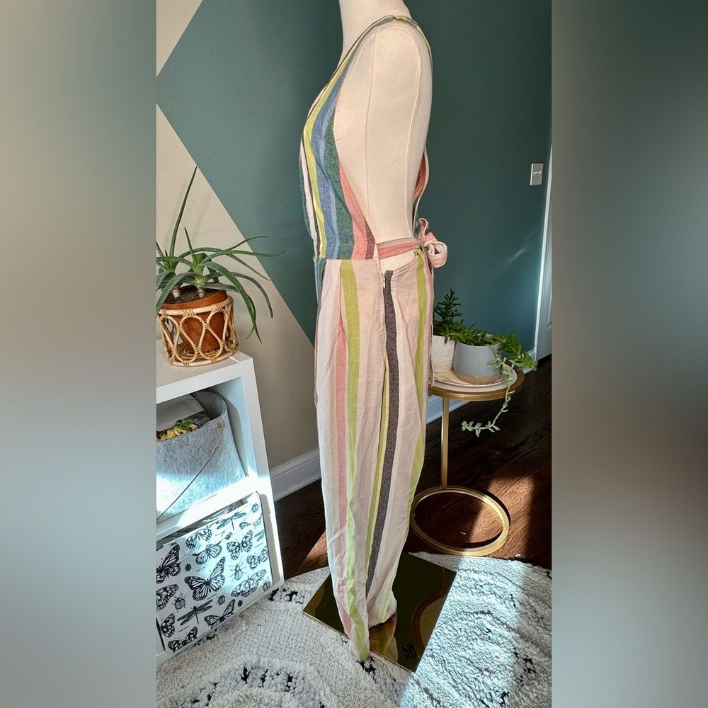 Free People My Kind Of Woman Garden Striped Jumpsuit Wide-Leg Cropped Overalls 0 - Picture 3 of 13